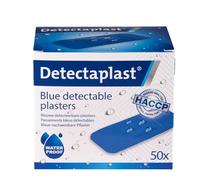 Detectaplast Lot de 50 pansements imperméables universels bleus pour la manipulation des aliments - Pansements détectables pour les premiers soins dans la restauration - 38 x 72 mm