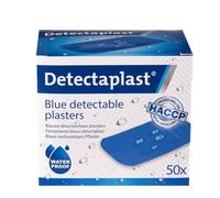 Detectaplast Lot de 50 pansements imperméables universels bleus pour la manipulation des aliments - Pansements détectables pour les premiers soins dans la restauration - 50 x 72 mm