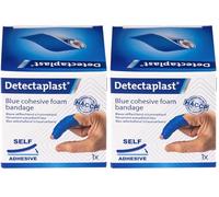 Detectaplast Pansement bleu, pansement auto-adhésif pour plaies et blessures, rouleau de pansements imperméable pour la manipulation des aliments, super élastique, 6cm x 1m (Lot de 2)