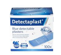 DETECTAPLAST Premium Pansement Bleu Detectable, Résistant à l'Eau et aux Saletés, Safety First Pansement Cuisine et Alimentaire, 25 x 72 mm, 100 Pièces