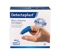 Detectaplast Set de Bandages bleus, 7 Bandages Auto-adhésifs pour Blessures et Foulures, Rouleaux de Pansements Bleus et Stériles pour l'Industrie Alimentaire, selon HACCP et BRC, Imperméables à l'Eau