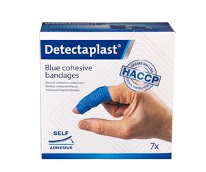 Detectaplast Set de Bandages bleus, 7 Bandages Auto-adhésifs pour Blessures et Foulures, Rouleaux de Pansements Bleus et Stériles pour l'Industrie Alimentaire, selon HACCP et BRC, Imperméables à l'Eau
