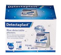 Detectaplast Set de Recharge pour Distributeur de Pansements, 200 Sparadraps Résistants à l'Eau en Bleu pour la Restauration, Set de 5 x 40 Sparadraps Détectables