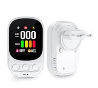 Détecteur 4 en 1 branché pour CO, gaz combustibles, humidité et température. Alarme sonore, écran LCD,Batterie Rechargeable intégrée, Conforme à la Norme EN50291,Blanc