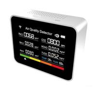 Détecteur d'air compact avec fonctions 13 en 1 pour application Tuya - Surveillance réelle des niveaux d'humidité de température du formaldéhyde PM2.5 TVOC (blanc)