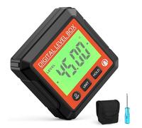 Détecteur d'angle numérique avec base magnétique, inclinomètre rétroéclairé LCD, résolution de 0,05 °, jauge de pente en mode absolu/relatif pour le travail du bois, niveau portable (rouge)