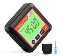 Détecteur d'angle numérique avec base magnétique, inclinomètre rétroéclairé LCD résolution de 0,05°, jauge de pente en mode absolu/relatif pour la construction du bois, niveau portable (rouge et blanc