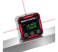 Détecteur d'angle numérique avec laser à 3 voies, cube de jauge d'angle magnétique rechargeable, inclinomètre à aimant puissant à 4 côtés avec écran rétroéclairé pour le travail du bois, rapporteur à