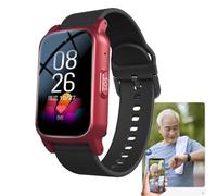 Détecteur De Chute, Montre d'urgence Senior, Traceur GPS Personne Âgée, Montre pour Personne Âgée, SOS Aide en Un Clic Appel Vidéo Appel Vocal IP67 Étanche,Red