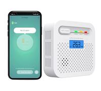 Détecteur de CO WiFi 10 Ans Batterie - Alarme Monoxyde de Carbone avec Écran LCD, Notifications SmartLife/Tuya en Temps Réel - Maison, Bureau, Chambre, Camping-Car (Pack de1)