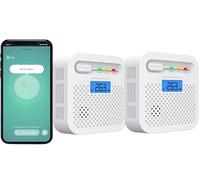 Détecteur de CO WiFi 10 Ans Batterie - Alarme Monoxyde de Carbone avec Écran LCD, Notifications SmartLife/Tuya en Temps Réel - Maison, Bureau, Chambre, Camping-Car (Pack de 2)