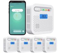 Détecteur de CO WiFi 10 Ans Batterie - Alarme Monoxyde de Carbone avec Écran LCD, Notifications SmartLife/Tuya en Temps Réel - Maison, Bureau, Chambre, Camping-Car (4Pack)