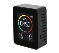 Détecteur De CO2 Thermohygromètre Multifonctionnel Moniteur Qualité L'air Capteur Gaz Analyseur Instrument Compteur Alarme Puissante(Black)