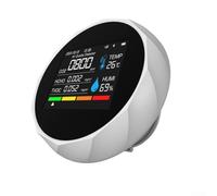 Détecteur de dioxyde de carbone 6 en 1 pour la qualité de l'air, l'humidité, TVOC avec alertes à code couleur, stockage de données et connectivité smartphone (blanc)