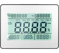 Détecteur de dioxyde de carbone Moniteur de qualité de l'air avec enregistrement des données Fonction horloge Détecteur de CO2 à fixation murale avec grand écran LCD Indicateur de dioxyde de carbone T