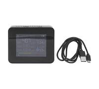 Détecteur de dioxyde de carbone portable, moniteur CO2, température et humidité, écran couleur, recharge USB, compact et précis pour maison et bureau - Alerte visuelle, lecture (Noire)