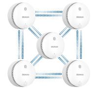Detecteur de fumée, 5 pièces, avec Pile scellée de 10 Ans, Détecteur de Fumée Connecté, Détecteur de Fumée, 85dB Alarme Incendie, Conforme à la Norme EN14604