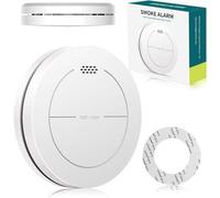 Detecteur de fumée, Batterie de 10 Ans, sans LED Clignotante, Fonction muet, avec tampons adhésifs, Son d'alarme de 85 DB, Alarme Incendie Plate, 1 Pack