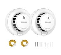 Détecteur de Fumée Capteur de 10 Ans avec Pile 5 Ans, Alarme Incendie Détecteur Fumée 85dB, Bouton de Test/Silence, Batterie Remplaçable,Conforme EN14604 (2 pièce)