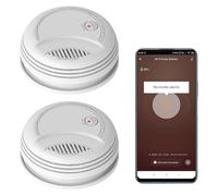 Détecteur de fumée Clouree Wi-FI Compatible avec l'application Tuya/Smartlife, Mini-Alarme Incendie sans Fil interconnectée, modèle PA-437W (2pcs)