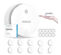 Détecteur de fumée, Détecteur d'incendie à Pile de 10 Ans, Détecteur de fumée pour la Maison, Bouton Silence/Test, Conforme à la Norme en 14604 (10 pièce)