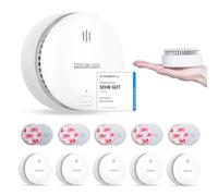 Détecteur de fumée, Détecteur d'incendie à Pile de 10 Ans, Détecteur de fumée pour la Maison, Bouton Silence/Test, Conforme à la Norme en 14604 (5 pièce)