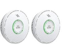 Détecteur de Fumée et de Monoxyde de Carbone, Combiné avec Pile de 10 Ans, Sirène Puissante, Vérification Automatique et Bouton de Test, CO Certifié EN14604 et EN50291 (Lot de 2)