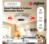 Détecteur de fumée et de monoxyde de carbone intelligent MOES Tuya Zigbee, sirène sonore 85 dB, alarme, détecteur de CO, détecteur de fuite de gaz, sécurité domestique, surveillance à distance via