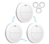 Détecteur de fumée Interconnecté Ultra-Mince AVCE Batterie de 10 Ans, Fonction muet, Fonction de Test et de lumière Non Clignotante, Son d'alarme 85DB, Alarme Incendie conformément à EN14604，3Pièces