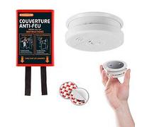 Détecteur de fumée NF autonomie 5 ans + support magnétique + couverture anti-feu 1,20x1,20 M-EVACUATE