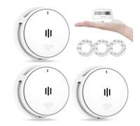 Détecteur de fumée, Pile de 10 Ans, détecteur de fumée pour la Maison, détecteur de fumée à Gros Bouton Test/Silence, Conforme à la Norme EN14604 (3 Pack)