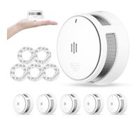 Détecteur de fumée, Pile de 10 Ans, détecteur de fumée pour la Maison, détecteur de fumée à Gros Bouton Test/Silence, Conforme à la Norme EN14604 (5 Pack)