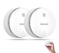 Détecteur de fumée pour la Maison, Batterie de 10 Ans, Alarme Incendie avec Bouton Test/Silence, détecteur de fumée certifié par TUV Conforme à la Norme EN14604 (2 pièces)