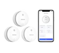 Détecteur de fumée pour la Maison, Détecteur de fumée WiFi avec Batterie remplaçable, Compatible avec l'application de sécurité Domestique Wisualarm, Conforme à la Norme en 14604 (3pack WiFi)