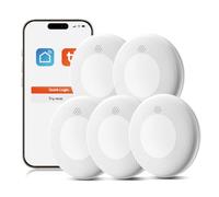 Détecteur de fumée Wi-FI Intelligent, Batterie de 10 Ans avec Notification d'App, Fonction silencieuse et Auto-Test, Conforme à la Norme en 14604 (Compatible avec l'App Tuya/Smart Life)-5 pièces