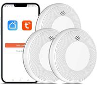 Détecteur de fumée Wi-FI Intelligent, Batterie de 10 Ans avec Notification d'App, Fonction silencieuse et Auto-Test, Conforme à la Norme en 14604 (Compatible avec l'App Tuya/Smart Life)-3 pièces