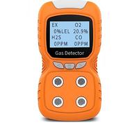Détecteur de gaz 4 en 1, O2, CO, H2S, LEL Moniteur de gaz portable multi-portable, analyseur de gaz rechargeable avec alarmes vocales et visuelles, alarme de renifleur de gaz personnel avec écran LCD