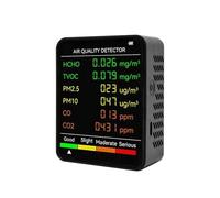 Détecteur de gaz, 6in1 Digital Air Quality Monitor Gas Detector Carbon Dioxide TVOC CO2 Sensor Type-c Formaldehyde HCHO /PM2.5/CO2 Meter pour Le Travail et la Maison(Black)