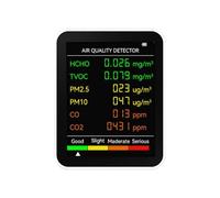 Détecteur de gaz 6in1 Digital Air Quality Monitor Gas Detector Carbon Dioxide TVOC CO2 Sensor Type-c Formaldehyde HCHO /PM2.5/CO2 Meter pour Le Travail et la Maison(White)