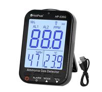 Détecteur de gaz Ammoniac NH3 0~100 PPM, Résolution 0.1 PPM Rechargeable Détecteur Qualité Air pour Température et Humidité, Double Alarme Acoustique et Optique, pour la Ferme/Produits Chimiques