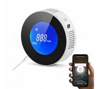 Détecteur de Gaz Connecté WiFi Intelligent, Détecteur de Fuite de Gaz Naturel/Méthane/GPL/Carbone, Écran LCD, Alarme 85dB, Compatible APP, Certifié en 50194