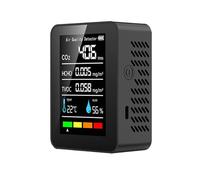Détecteur de gaz Détecteur de dioxyde Carbone CO2, monoxyde, formaldéhyde, PM2,5, COVT, qualité l'air, Pollution, Outils Surveillance pour Le Travail et la Maison(Black)