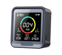 Détecteur de gaz, Moniteur de qualité l'air: détection du CO2, PM2,5, PM10, Indice l'air, température et humidité avec Alarme, for Chambres, Caves Bureaux pour Le Travail et la Maison