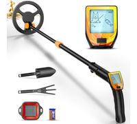Détecteur de Métaux Enfants, Haute Précision Portátil Détecteur de Métaux Enfants, Altura Ajustable 66-83cm avec Bobina de Búsqueda Impermeable, Pantalla LED, Pelle, Râteau(Orange)