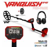 Minelab Détecteur Vanquish 540 Pro-Pack Multi-fréquences, bobines étanches V12 12x9 & V8 8x5 pouces