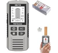 Détecteur de métaux Multifonction, Scanner Portable, écran numérique Haute définition, avec 1 Pile 6F22, détection de métaux, câbles et Bois(Silver)