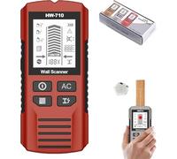 Détecteur de métaux Multifonction, Scanner Portable, écran numérique Haute définition, avec 1 Pile 6F22, détection de métaux, câbles et Bois(Red)