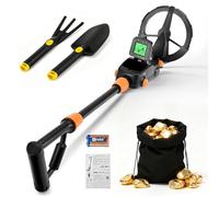 Détecteur de Métaux pour Enfants, Détecteur Léger IP68 avec Écran LCD & Indication Sonore, Bobine de Recherche Étanche pour Enfants, Cadeau de Chasse au Trésor avec Sac à Dos et Pelle