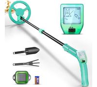 Détecteur de Métaux pour Enfants, Hauteur Réglable (16-33 Pouces) avec Pelle et Râteau, Indication Sonore et Écran LCD pour Détecter Les Pièces de 10CM de Profondeur et l'or (IP68 et Matériau ABS)