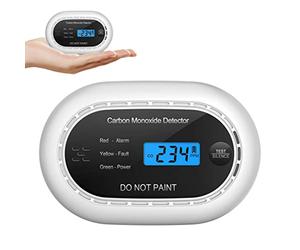 Détecteur de monoxyde de carbone avec écran numérique LCD, alarme de CO certifiée CE avec batterie scellée en 10 ans, détecteur de CO sonore autonome pour la maison, noir, 1 paquet